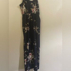 Long casual dress - Spaghetti strap - Size L - Silky like fabric
